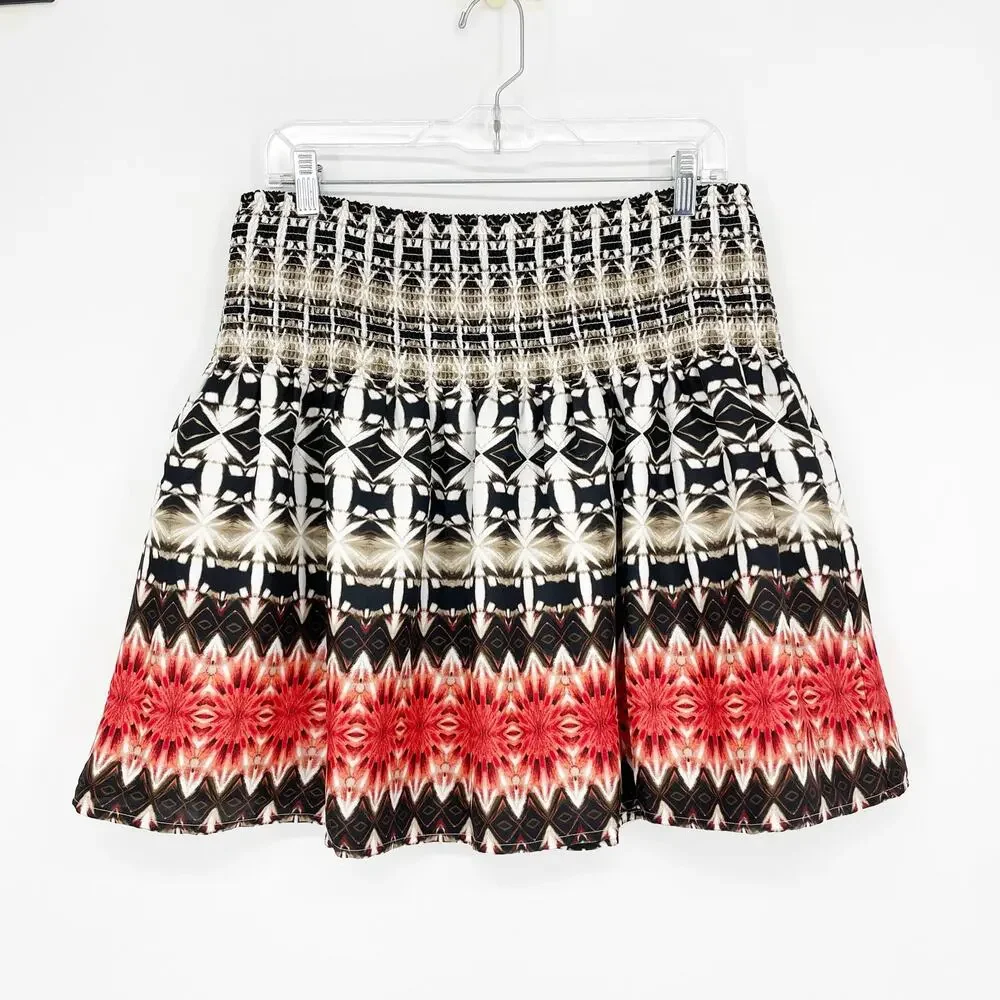 White House Black Market Printed A-line Skirt Size Medium